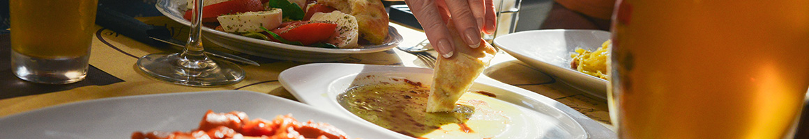 Eating Greek Mediterranean at Zorba the Greek restaurant in Port Jefferson Station, NY.